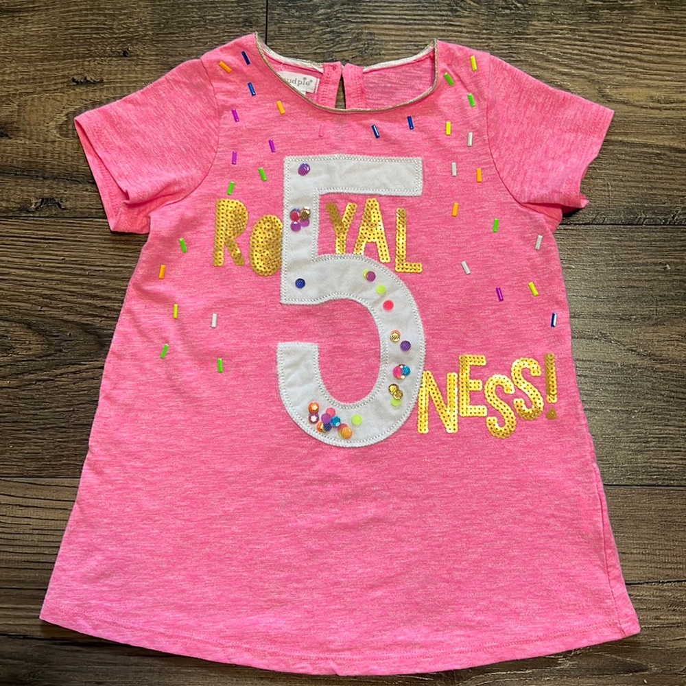 Mud Pie Girls 5th Birthday Shirt